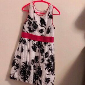 Black white pink laced size 6 girls dress